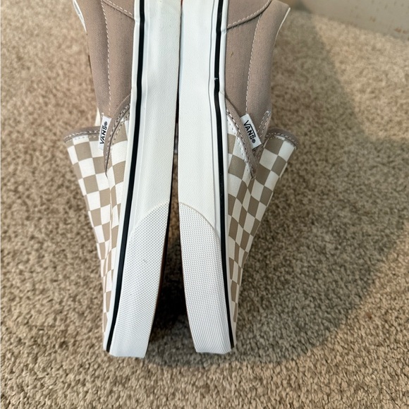 Vans Beige and White Checkered Slip-Ons - Picture 3 of 4